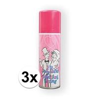 3x Bruiloft serpentine spray roze 125 ml
