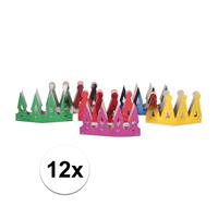 12x Gekleurde kroontjes voor kinderen