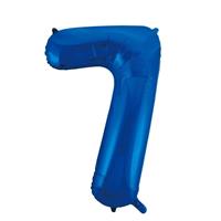 Cijfer 7 folie ballon blauw van 92 cm Blauw