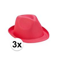 3x Roze Toppers trilby hoedjes voor volwassenen