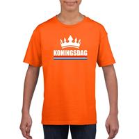 Shoppartners Oranje Koningsdag met een kroon shirt kinderen (134-140) Oranje