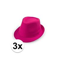 3x Voordelige Toppers roze trilby hoedjes Roze