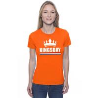 Shoppartners Oranje Kingsday met een kroon shirt dames Oranje