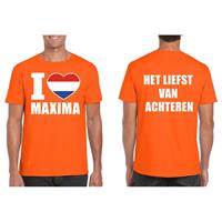 Shoppartners Oranje I love Maxima van achteren shirt heren Oranje