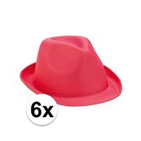 6x Roze Toppers trilby hoedjes voor volwassenen