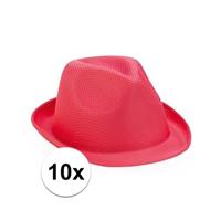 10x Roze Toppers trilby hoedjes voor volwassenen