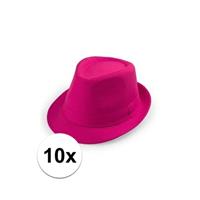 10x Voordelige Toppers roze trilby hoedjes Roze