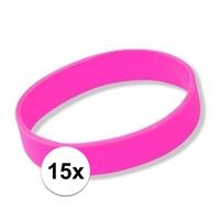15x Siliconen armbandjes roze Roze
