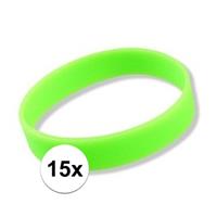 15x Siliconen armbandjes neon groen Groen