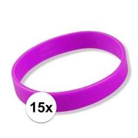 15x Siliconen armbandjes neon paars Paars