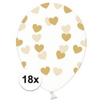 18x Transparante ballonnen met hartjes goud Multi