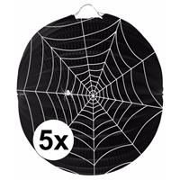 5x Spinnenweb lampionnnen 22 cm Zwart
