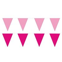 Shoppartners Roze/Lichtroze feest punt vlaggetjes pakket 80 meter Roze