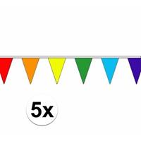 5 stuks Regenboog slinger met puntvlaggetjes 5 meter