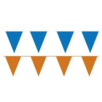 Shoppartners Oranje/Blauwe feest punt vlaggetjes pakket 200 meter Multi