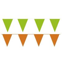 Shoppartners Oranje/Groene feest punt vlaggetjes pakket 200 meter Multi