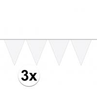3x stuks carnaval vlaggenlijn wit 10 meter Wit