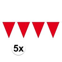 5 stuks Rode vlaggenlijnen groot 10 meter Rood