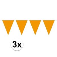 3 stuks Oranje vlaggenlijnen groot 10 meter Oranje