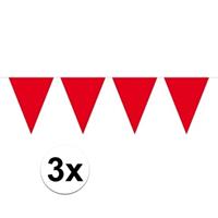 3 stuks Rode vlaggenlijnen groot 10 meter Rood
