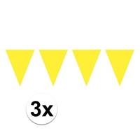 3 stuks Gele vlaggenlijnen groot 10 meter Geel
