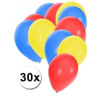 Shoppartners 30x Ballonnen blauw rood geel Multi