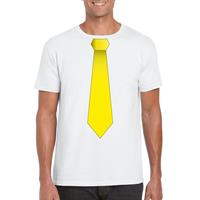 Shoppartners Wit t-shirt met gele stropdas heren Wit