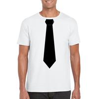 Shoppartners Wit t-shirt met zwarte stropdas heren Wit