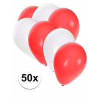 Shoppartners 50x Ballonnen wit en rood Multi