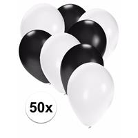 Shoppartners 50x ballonnen wit en zwart Multi