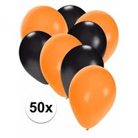 Shoppartners 50x ballonnen oranje en zwart Multi