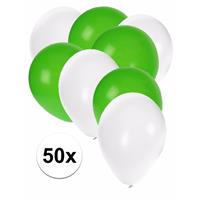 Shoppartners 50x ballonnen wit en groen Multi