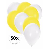 Shoppartners 50x ballonnen wit en geel Multi