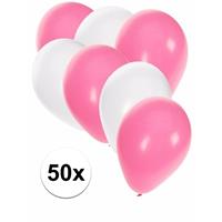Shoppartners 50x ballonnen wit en lichtroze Multi