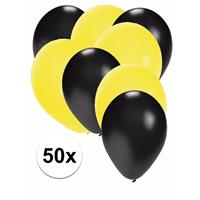 Shoppartners 50x ballonnen zwart en geel Multi