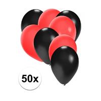 Shoppartners 50x ballonnen zwart en rood Multi
