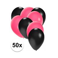 Shoppartners 50x ballonnen zwart en roze Multi