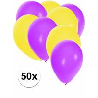 Shoppartners 50x ballonnen paars en geel Multi