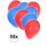Shoppartners 50x ballonnen rood en blauw Multi
