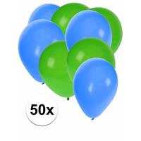 Shoppartners 50x ballonnen groen en blauw Multi