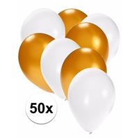 Shoppartners 50x ballonnen wit en goud Multi
