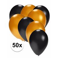 Shoppartners 50x ballonnen zwart en goud Multi