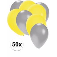 Shoppartners 50x ballonnen zilver en geel Multi