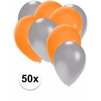 Shoppartners 50x ballonnen zilver en oranje Multi