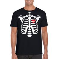 Shoppartners Halloween skelet t-shirt zwart heren Zwart