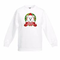 Shoppartners Witte Kerst sweater kinderen met een ijsbeer (122/128) Multi