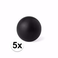 5 zwarte anti stressballetjes 6 cm Zwart