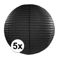 Halloween - 5x zwarte lampionnen 35 cm Zwart