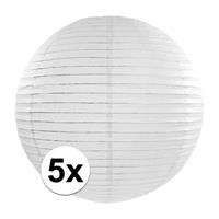 5x Luxe witte bol lampionnen van 35 cm Wit
