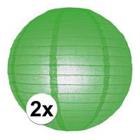 2x Luxe bol lampionnen groen 25 cm Groen